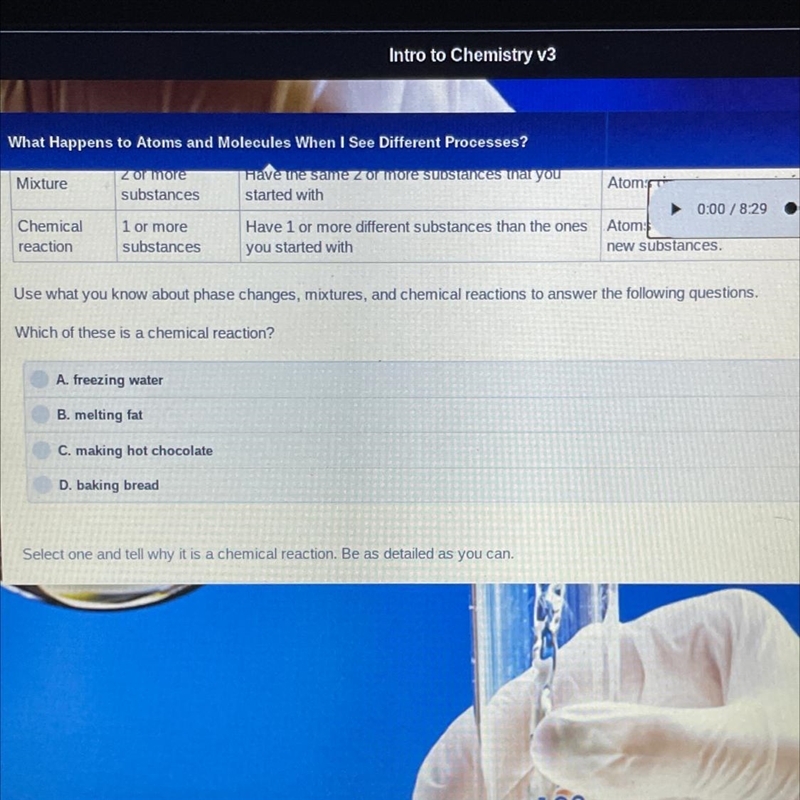 Use what you know about phase changes, mixtures, and chemical reactions to answer-example-1