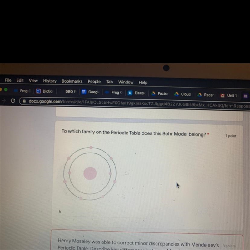 To which family on the Periodic Table does this Bohr Model belong?-example-1