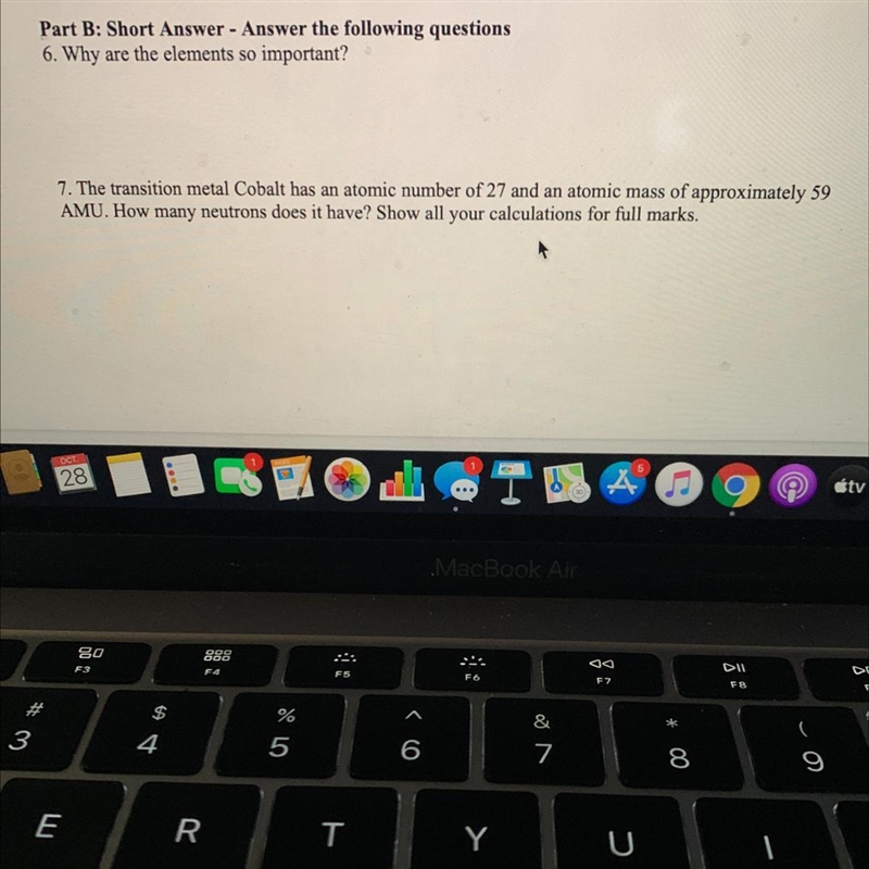 Part B: Short Answer - Answer the following questions 6. Why are the elements so important-example-1