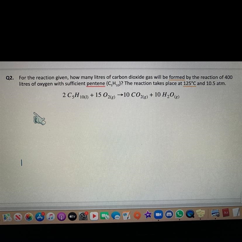 Q2. For the reaction given, how many litres of carbon dioxide gas will be formed by-example-1