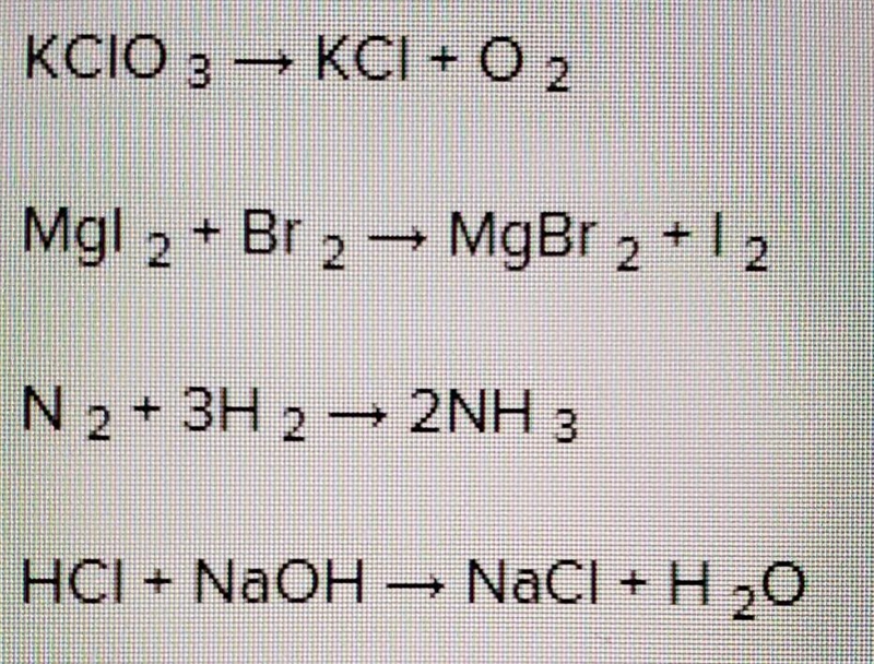 Which of the following equations is not balanced? ​-example-1