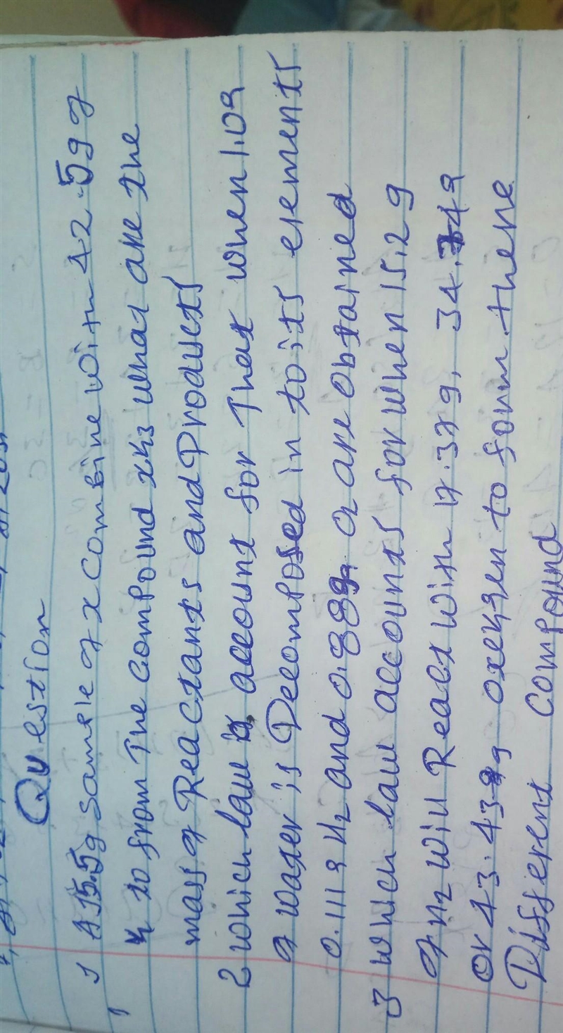 a 15.5g sample of x combine with 42.5g of y to from the compound XY3 what are the-example-1