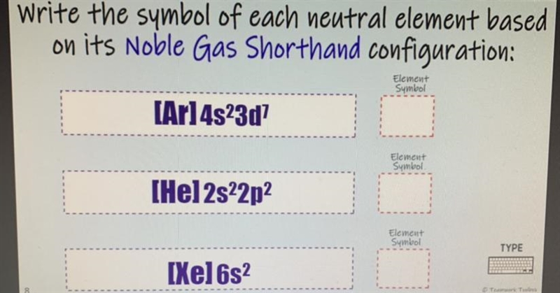 Write the symbol of each neutral element based on its Noble Gas Shorthand configuration-example-1