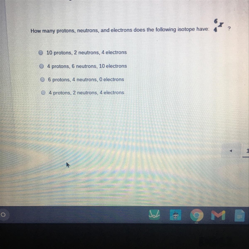 ? How many protons, neutrons, and electrons does the following isotope have: 10 protons-example-1