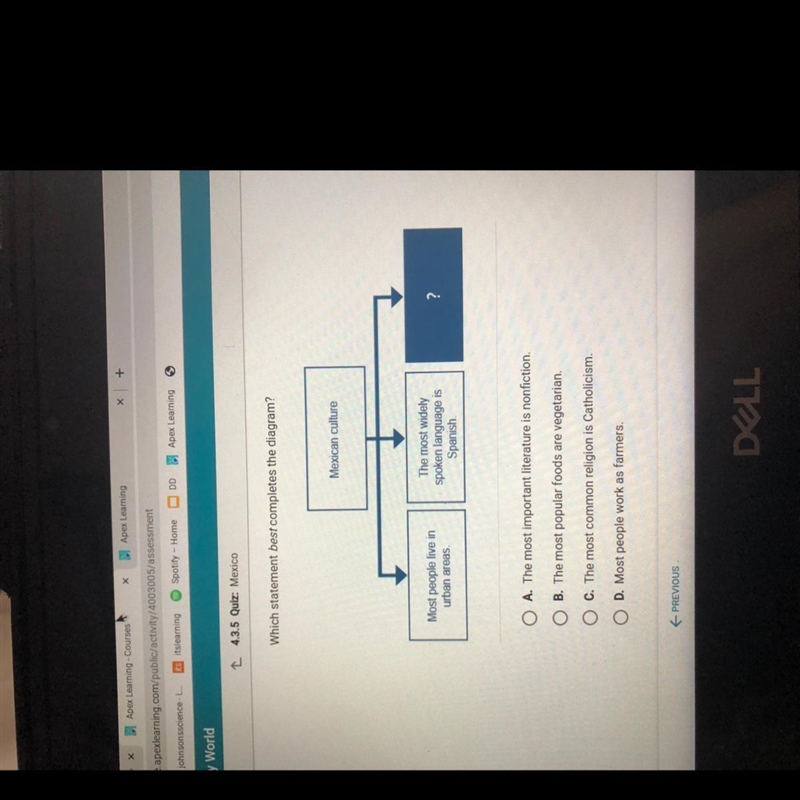 HELP ME PLEASE ! I NEED HELP ! Which statement best completes the diagram? Mexican-example-1