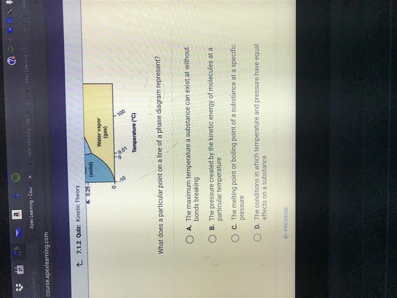 What does a particular point on a line of a phase diagram represent ?-example-1