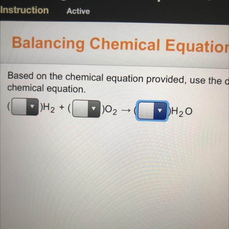 Based on the chemical equation provided, use the drop-down menu to choose the coefficients-example-1