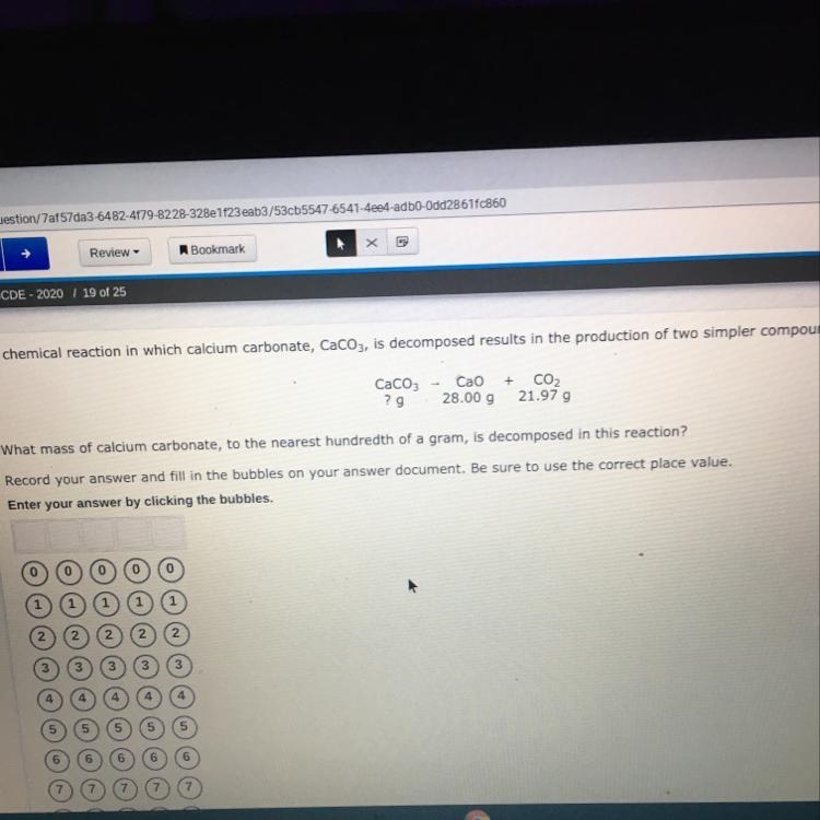 What mass of the calcium carbonate, to the nearest hundredth of a gram, is decomposed-example-1