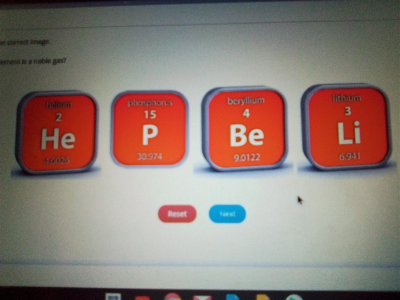 Select the correct image. Which element is a noble gas?-example-1