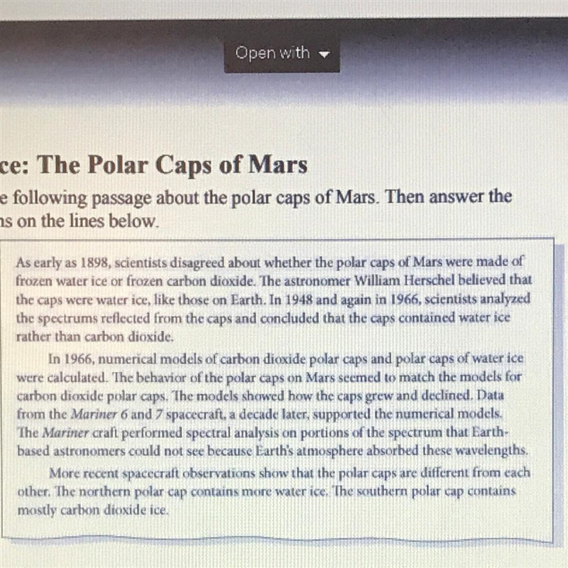 What can you infer about the results of numerical models in 1966 for polar caps made-example-1