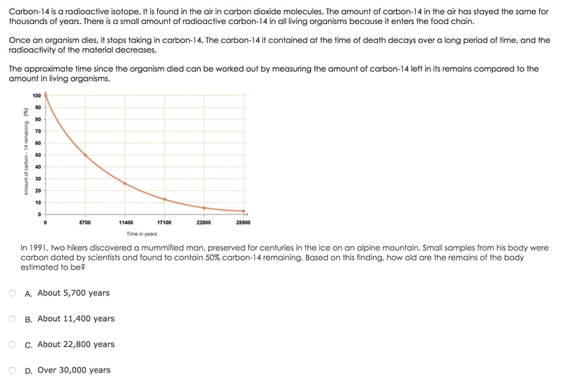 Carbon-14 is a radioactive isotope. It is found in the air in carbon dioxide molecules-example-1