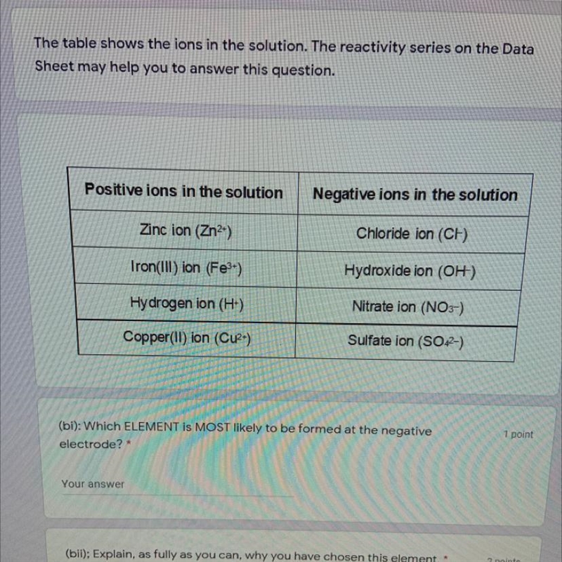 Sheet may help you to answer his questio Positive ions the solution Negative ions-example-1