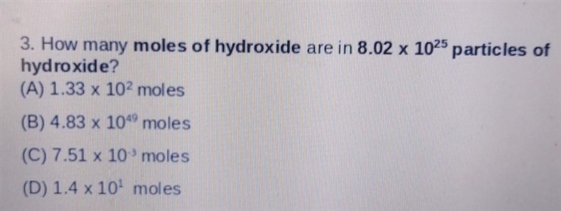 How many miles of hydroxide are in 8.02 x 10^25 particles of hydroxide? (explain your-example-1