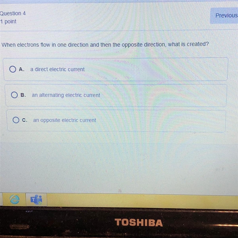 When electrons flow in one direction and then the opposite direction, what is created-example-1