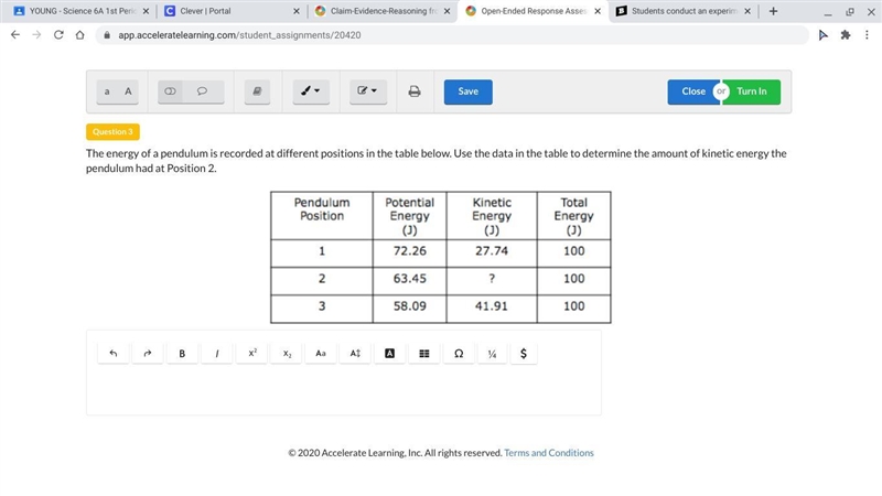 The energy of a pendulum is recorded at different positions in the table below. Use-example-1