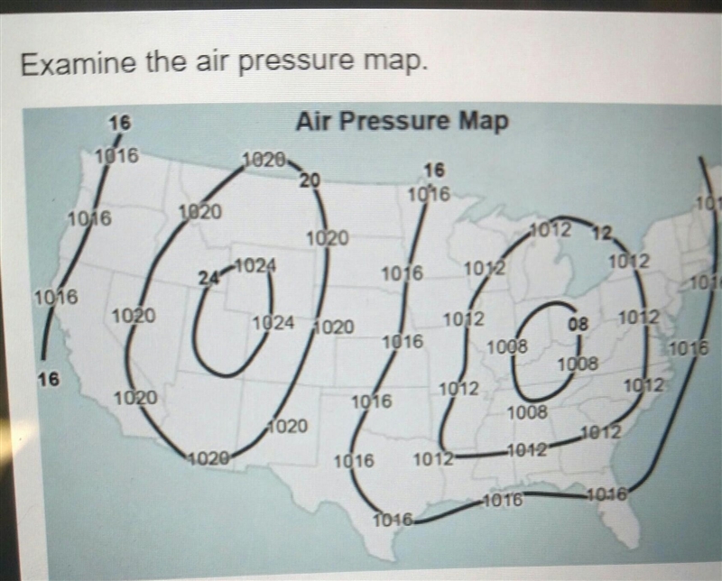 : Which type of line is shown on the map? isobar isotherm radar humidity ​-example-1