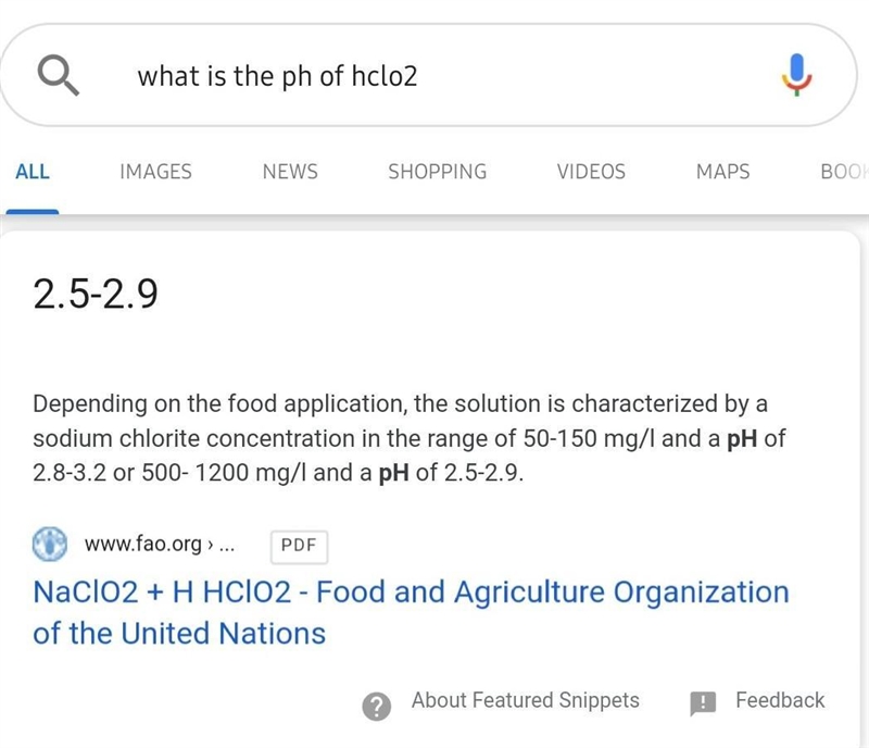 Determine the pH of HCI02 a. -2.49 b. 8.56 C. 2.49 D. 8.51​-example-1