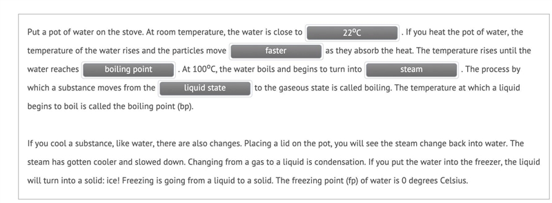 Water is put into a pot and then heated on a stove. It is then removed and allowed-example-1