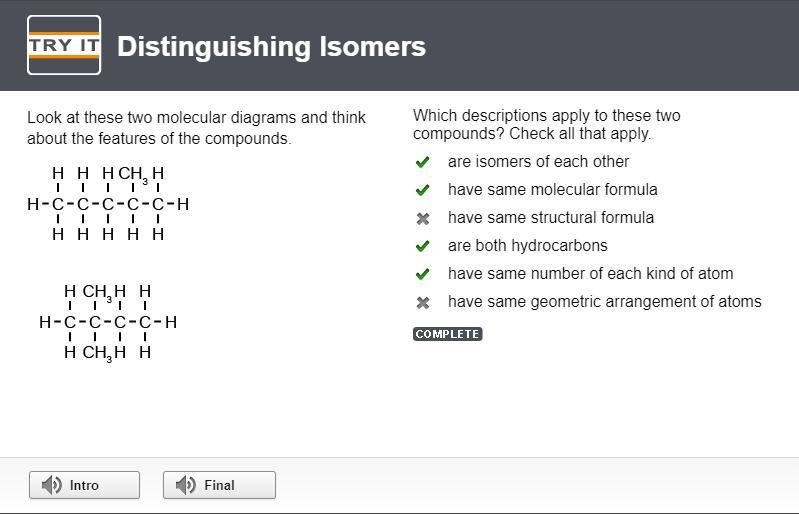 Look at these two molecular diagrams and think about the features of the compounds-example-1