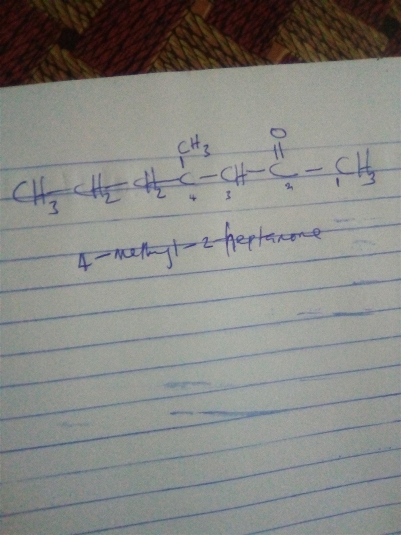 Draw the correct structure for 4-methyl-2-heptanone or 4-methylheptan-2-one.-example-1