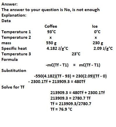 Consider a cup of coffee that has a temperature of 93 oC. Assume the mass of the coffee-example-1