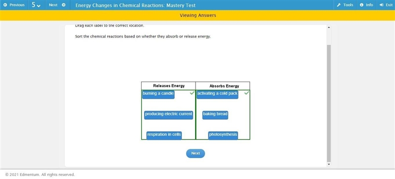 !Please answer! Sort the chemical reactions based on whether they absorb or release-example-1