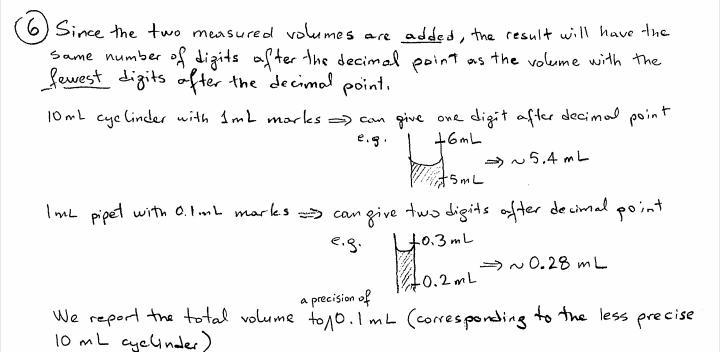 You measure water in two containers:a 10-mL graduated cylinder with marks at every-example-1