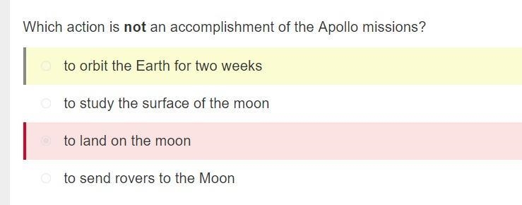 Which action is not an accomplishment of the Apollo missions? to study the surface-example-1