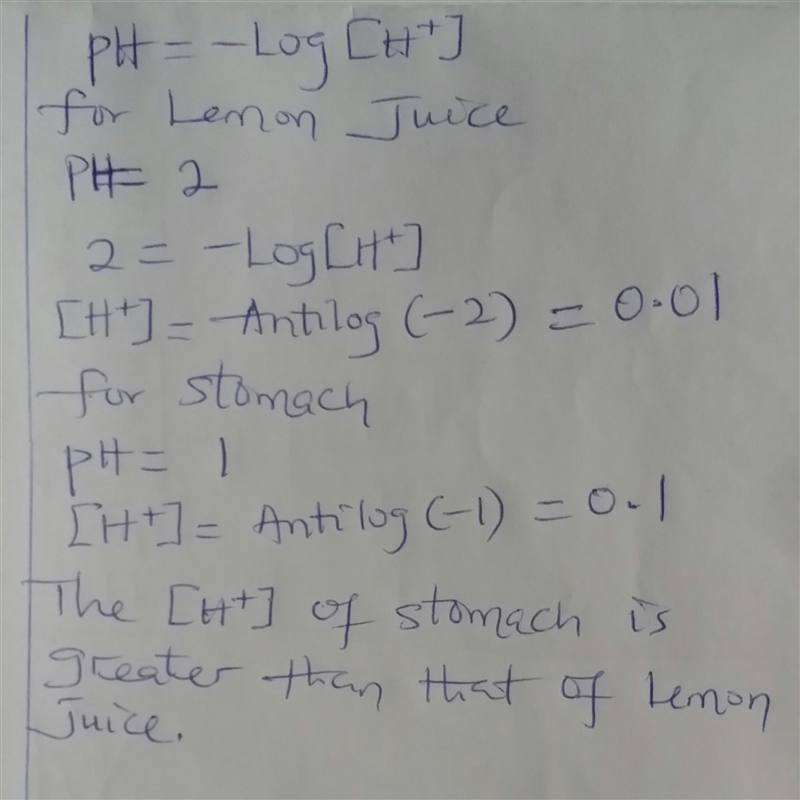 Lemon juice has a pH of about 2.0, compared with a pH of about 1.0 for stomach acid-example-1