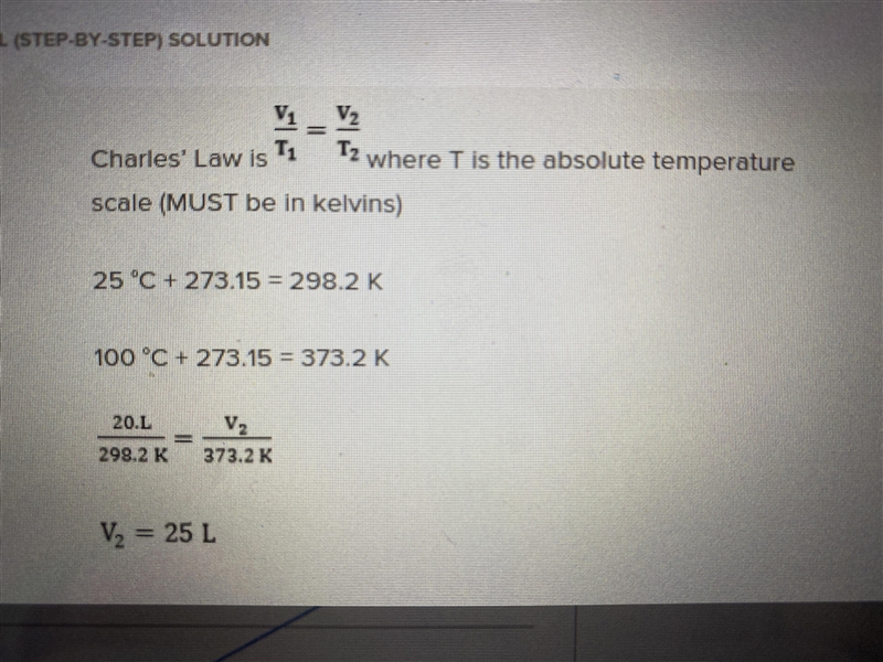 If the gas in the piston above has a volume of 20.0 L at a temperature of 25 degrees-example-1