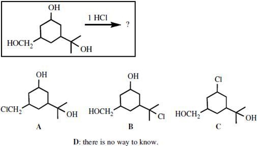 If the compound below containing three types of alcohols were exposed to only 1 equivalent-example-1