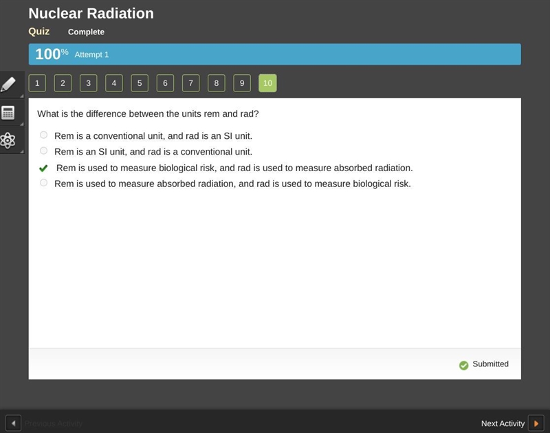 What is the difference between the units rem and rad? Rem is a conventional unit, and-example-1