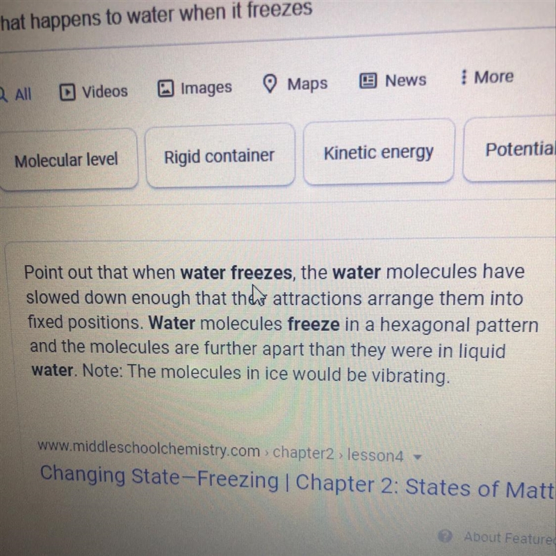 What happens to water when it freezes?-example-1