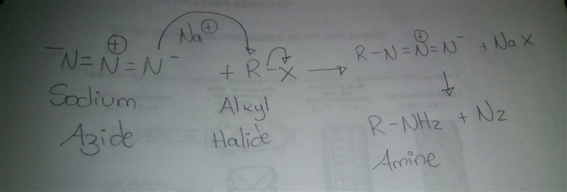 Draw the mechanism for the reaction of an alkyl halide with sodium azide-example-1