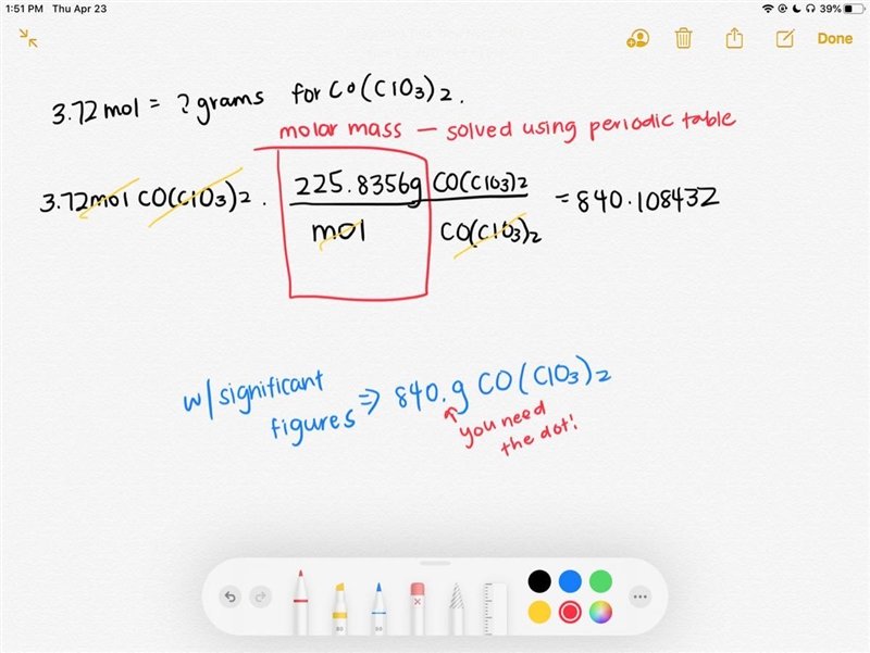 C. How many grams of Co(ClO3)2 are found in 3.72 moi?​-example-1