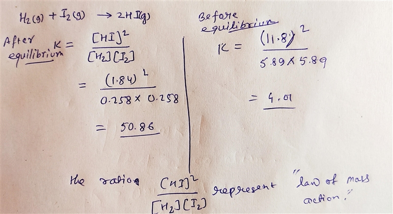 Onsider the chemical system: H2​(g)+I2​(g)------>2HI(g) 5.89 mol H2, 5.89 mol I-example-1