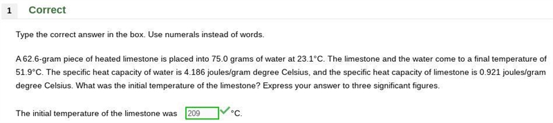 A 62.6-gram piece of heated limestone is placed into 75.0 grams of water at 23.1°C-example-1