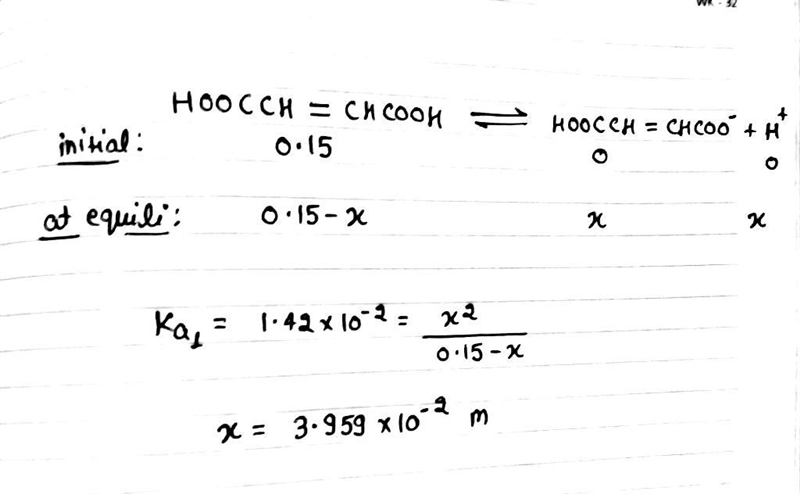 For maleic acid, hoocch=chcooh, ka1 = 1.42  10–2 and ka2 = 8.57  10–7 . what is-example-1