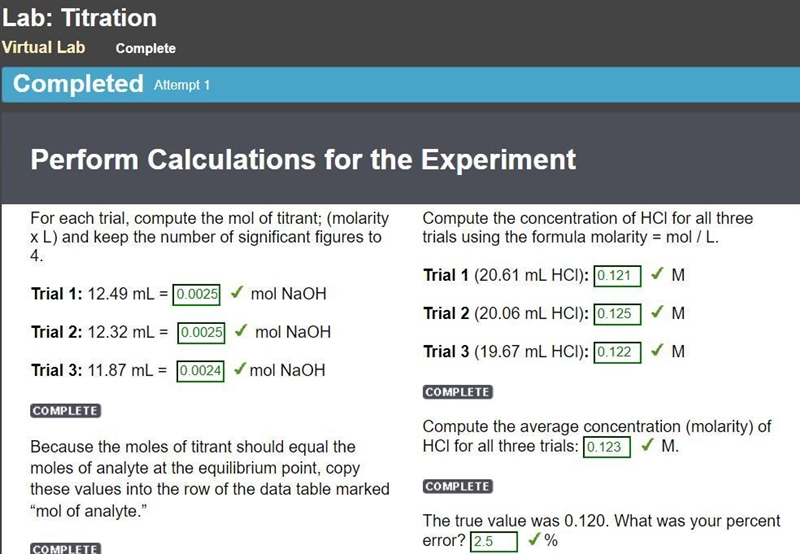 For each trial, compute the mol of titrant; (molarity x L) and keep the number of-example-1