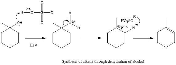 In the presence of sulfuric acid, this alcohol is dehydrated to form an alkene through-example-1