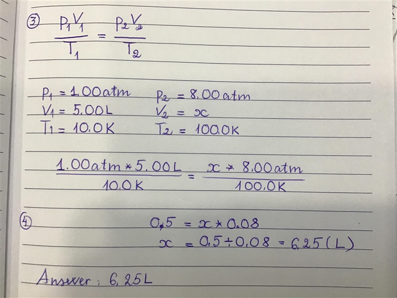 An ideal gas has a volume of 5.00L under a pressure of 1.00 atm and a temperature-example-2