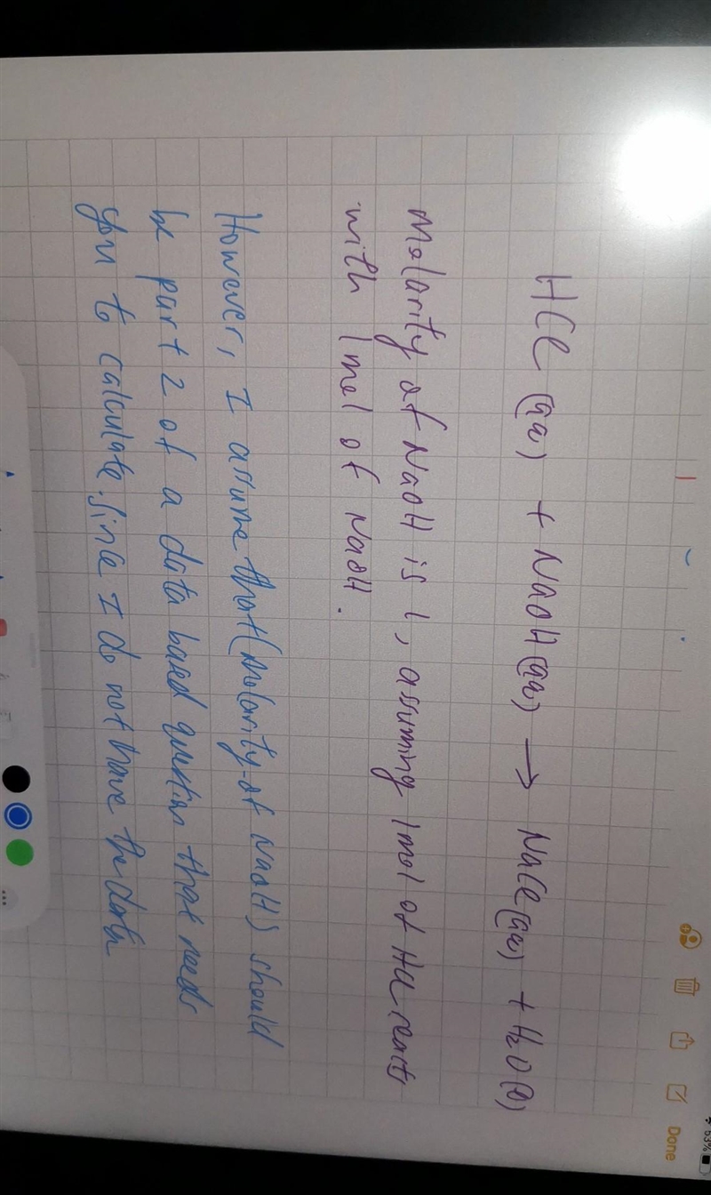 Write the balanced equation for the reaction between HCl and NaOH. Then, calculate-example-1