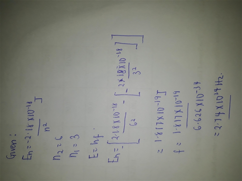 Calculate the frequency of the light emitted by a hydrogen atom during a transition-example-1