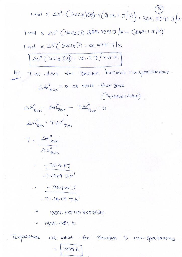 A) s o of socl2 (b) t at which the reaction becomes nonspontaneous so3(g) + scl2(l-example-2