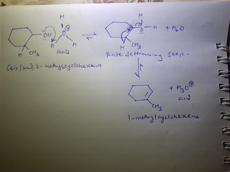 The rate-determining step in the acid-catalyzed dehydration of 2-methylcyclohexanol-example-1