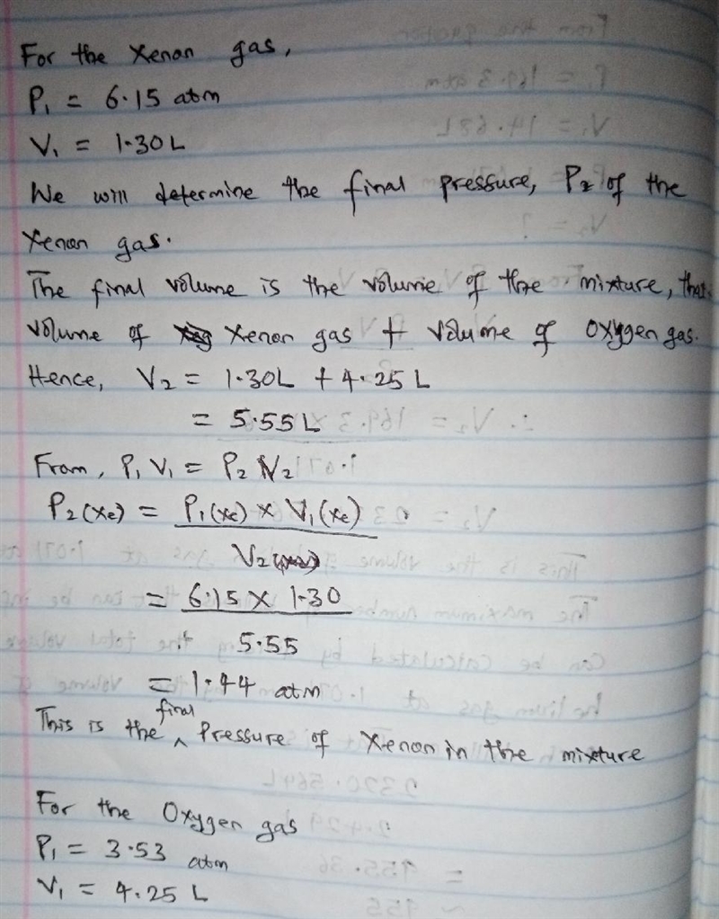 The stopcock connecting a 1.30 L bulb containing xenon gas at a pressure of 6.15 atm-example-2