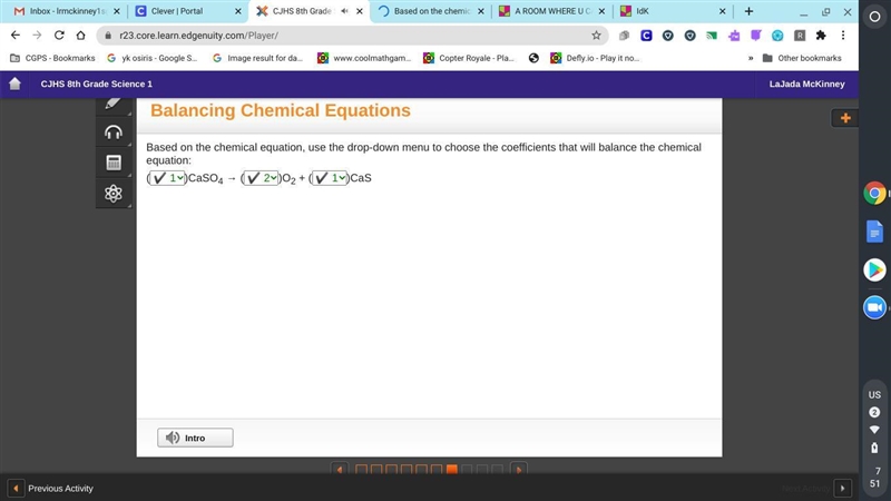 Based on the chemical equation, use the drop-down menu to choose the coefficients-example-1