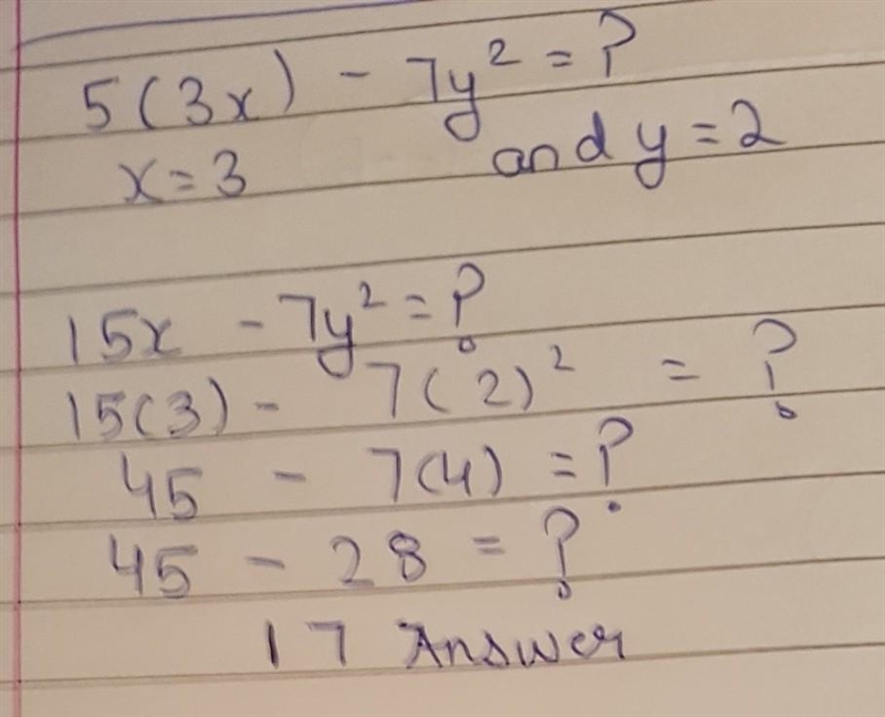 5(3x) - 7y2=?, when x = 3 and y= 2-example-1