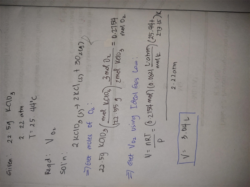 I NEED HELP, THANKS! Using the Ideal Gas Law, PV = nRT, where R = 0.0821 L atm/mol-example-1