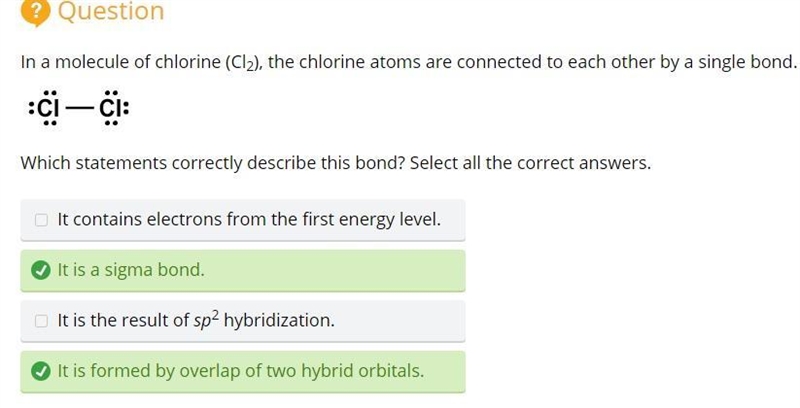 In a molecule of chlorine (Cl2), the chlorine atoms are connected to each other by-example-1